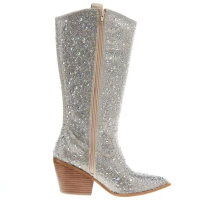 Corkys Footwear Women's Glitzy Rhinestone Boots In Clear In Silver