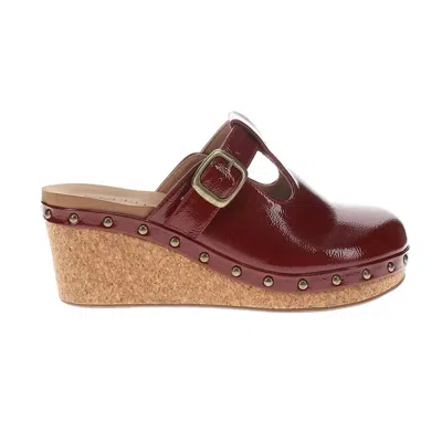 Corkys Footwear Women's In The Moment Wedge Clog In Dark Red Crinkle Patent In Multi