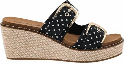 Corkys Footwear Women's Manifest Wedge In Black White Polk Dots