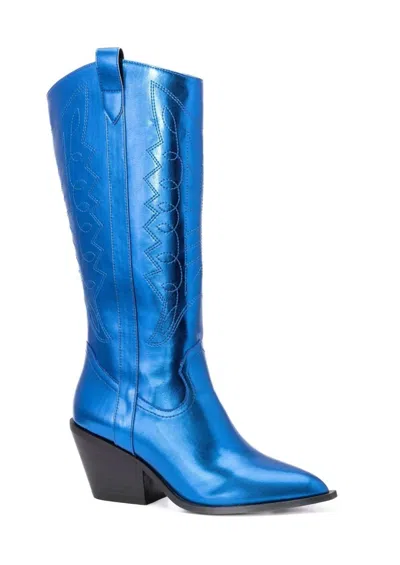Corkys Footwear Women's Metallic Howdy Tall Boot In Electric Blue