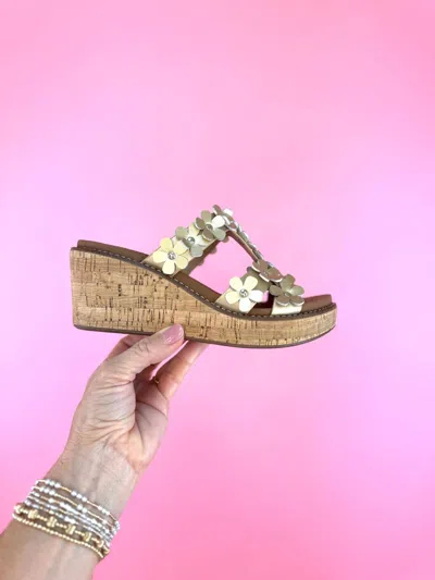 Corkys Footwear Women's Mic Drop Wedge Sandal In Gold Metallic