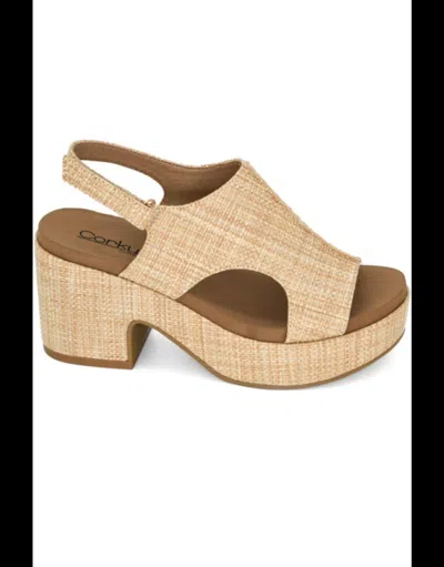 Corkys Footwear Women's Miss Carley Block Heel Sandal In Raffia In Gray