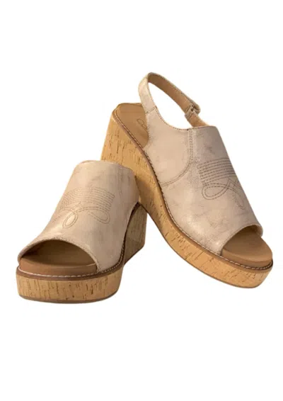Corkys Footwear Women's Most Wanted Wedge Sandal In Cream Crackle In Multi