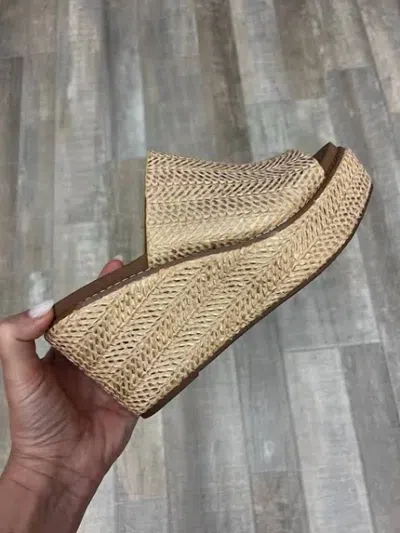 Corkys Footwear Women Mugshot Wedge Sandal In Gold Wash Raffia