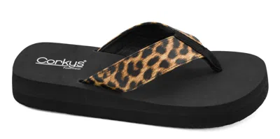 Corkys Footwear Women's Overboard Platform Flip Flops In Leopard In Multi