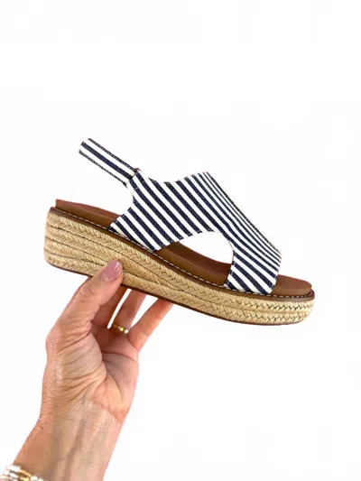 Corkys Footwear Women's Ready Or Not Wedge Sandal In Navy/ White Striped