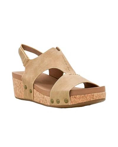 Corkys Footwear Women's Refreshing Wedge Sandal In Camel Suede In Brown