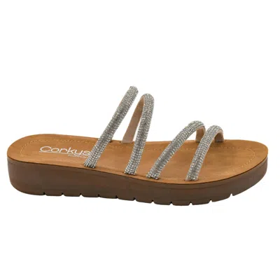 Corkys Footwear Women's Rhinestone Slide Sandals In Brown In Multi