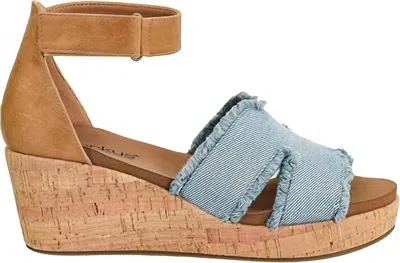 Corkys Footwear Women's Rom Com Cork Wedge Sandal In Blue Denim In Multi