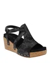 Corkys Footwear Women's Seltzer Wedge Sandals In Black Metallic In Multi