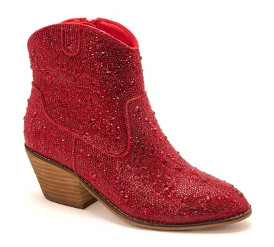 Corkys Footwear Women's Shine Bright Rhinestone Booties In Red