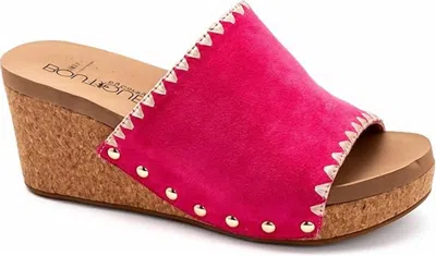 Corkys Footwear Women's Stitch-n-slide Wedge Heels In Fuchsia In Pink