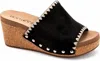 Corkys Footwear Women's Stitch N Slide Wedge Sandal In Black In Blue