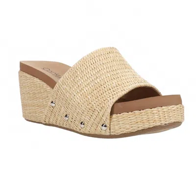 Corkys Footwear Women's Summer Lovin Studded Wedge Sandal In Raffia In Gray