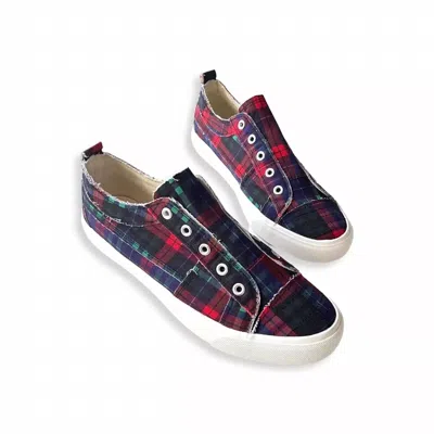 Corkys Footwear Women's Tartan Babalu Sneakers In Navy Plaid In Multi