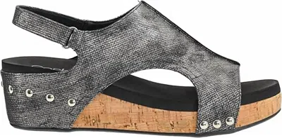 Corkys Footwear Women's Texture Volta Ii Wedge Sandals In Black Texture In Multi