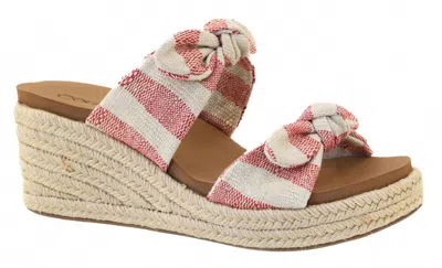 Corkys Footwear Women's Tie The Knot Wedge Espadrille Sandal In Red Stripe