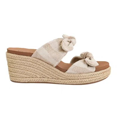 Corkys Footwear Women's Tie The Knot Wedge Sandal In Tan Natural Stripe In Multi