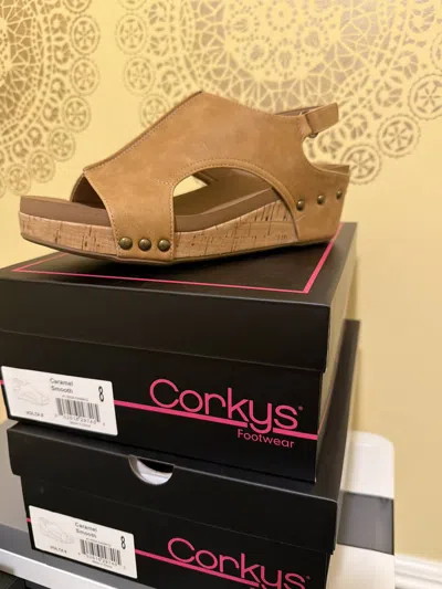 Corkys Footwear Women's Volta Ii Wedge Sandal In Caramel Smooth In Multi