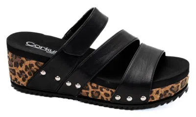 Corkys Footwear Women's Voyage Sandal In Black Leopard In Multi