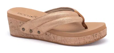 Corkys Footwear Women's Wish Wedge Flip Flop In Rose Gold In Beige