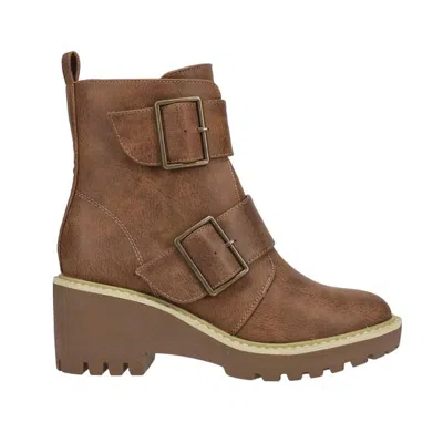 Corkys Woke Womens Faux Leather Zipper Ankle Boots In Brown