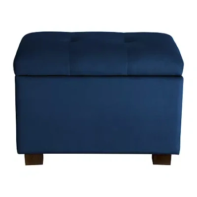 Corliving Asha Tufted Upholstered Ottoman In Blue
