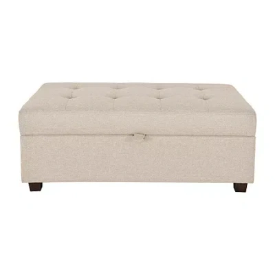 Corliving Aubin Tufted Upholstered Ottoman In Sand
