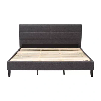 Corliving Bellevue Upholstered Panel Bed In Gray
