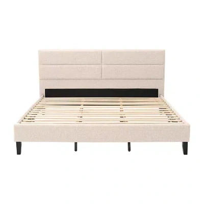 Corliving Bellevue Upholstered Panel Bed In Sand