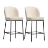 Corliving Boucle 2-pc. Counter Height Upholstered Bar Stool In White