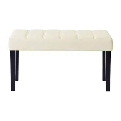 Corliving California 24 Panel Upholstered Tufted Bench In White