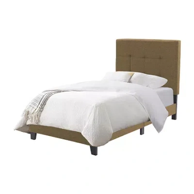 Corliving Ellery Fabric Tufted Bed In Sand