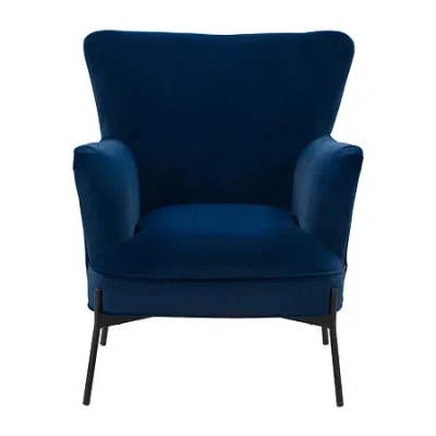 Corliving Elwood Upholstered Wingback Chair In Blue
