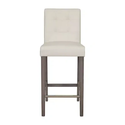 Corliving Leila Upholstered Tufted Bar Stool In White