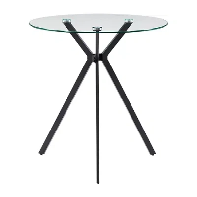 Corliving Lennox Round Glass-top Dining Table In Black