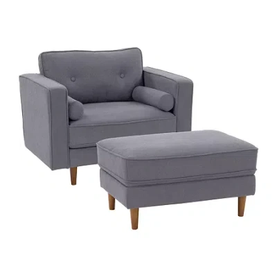 Corliving Mulberry Tufted Chair & Ottoman Set In Gray