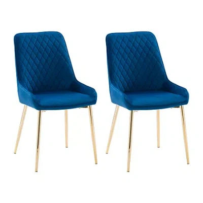 Corliving Nash 2-pc. Diamond Upholstered Tufted Side Chair In Blue