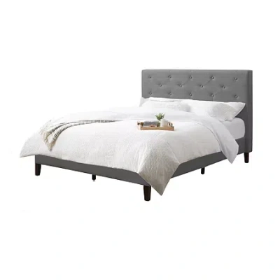 Corliving Nova Ridge Upholstered Tufted Platform Bed In Gray