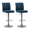 Corliving Palmer 2-pc. Tufted Swivel Bar Stool In Blue