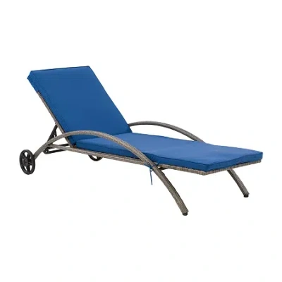 Corliving Parksville Patio Collection Lounge Chair In Blue