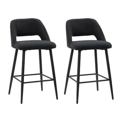 Corliving Talia 2-pc. Counter Height Upholstered Bar Stool In Black