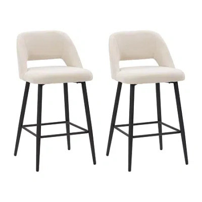 Corliving Talia 2-pc. Counter Height Upholstered Bar Stool In Sand