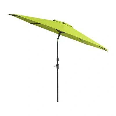 Corliving Wind Resistant Tilting Patio Umbrella In Green