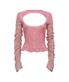 Cormio Elena Sweater With Cut-out Detail And Flounces In Pink