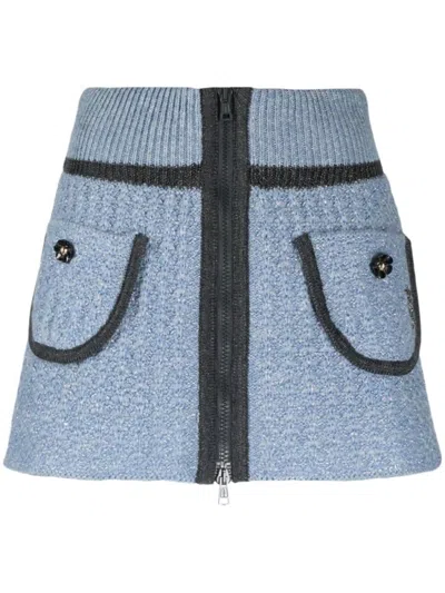 CORMIO BLUE CERULEAN WOOL BLEND MINI SKIRT