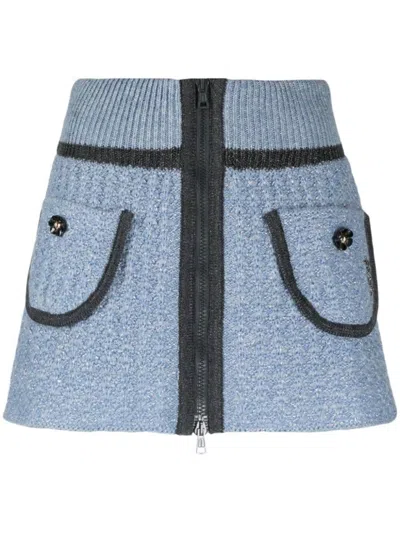 Cormio Blue Cerulean Wool Blend Mini Skirt