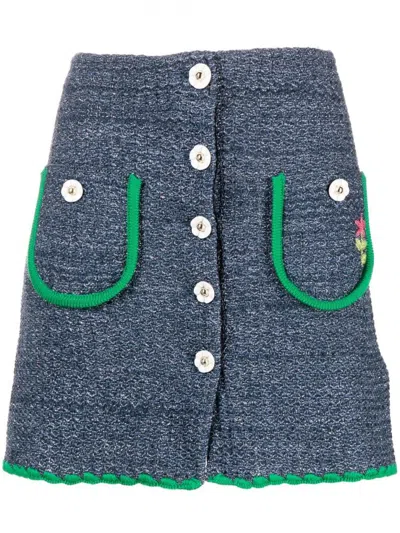 Cormio Blue Cotton Mini Skirt