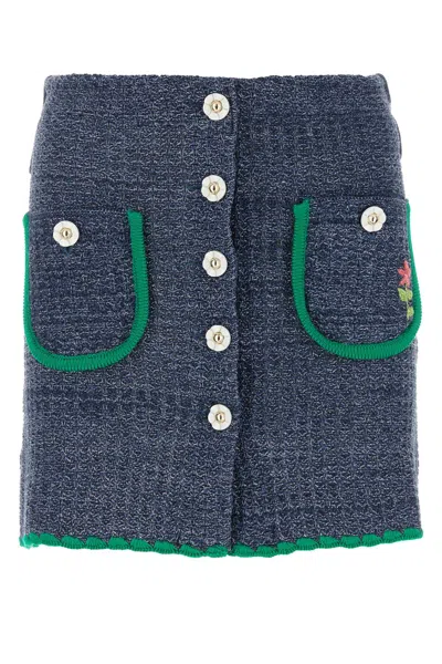 Cormio Whimsical Scalloped Hem Skirt In Blue