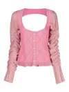 Cormio Elena Sweater With Cut-out Detail And Flounces In Light Blue